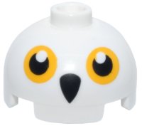 LEGO part Brick, Round 2 x 2 Dome Top with Bright Light Orange Round Eyes and Black Owl Beak Pattern (HP Hedwig Head) 553pb055