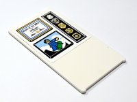 LEGO part Glass for Window 1 x 4 x 6 with 'Chief of the Year Wheeler' Certificate in Frame, Gold Police Badges and Minifigure on Green Skateboard Pattern (Sticker) - Set 60246 57895pb152