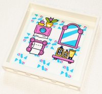 LEGO part Panel 1 x 6 x 5 with Paper Towels, Toilet Paper Roll, Mirror and Sunscreens on Shelf Pattern on Inside (Sticker) - Set 41347 59349pb239