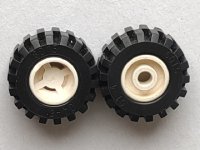 LEGO part Wheel 11mm D. x 12mm, Hole Round for Wheels Holder Pin with Black Tire 21mm D. x 12mm - Offset Tread Small Wide (6014a / 6015) 6014ac01