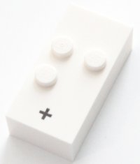 LEGO part Brick, Braille 2 x 4 with 3 Studs with Black Plus Sign (+) Pattern (dots-235 ⠖) 60235pb01