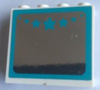 LEGO part Panel 1 x 4 x 3 with Side Supports - Hollow Studs with Mirror and Dark Azure Stars Pattern (Sticker) - Set 41302 60581pb164