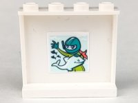 LEGO part Panel 1 x 4 x 3 with Side Supports - Hollow Studs with Picture of Lime Diver with Dark Turquoise Helmet and Light Aqua Dolphin Pattern (Sticker) - Set 41381 60581pb248