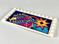 LEGO part Tile, Modified 6 x 12 with Studs on Edges with 'STAR ADVENTURER', Spaceship, Planets and Star Pattern 6178pb026