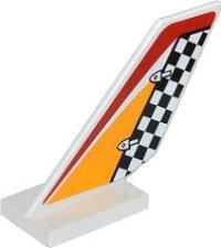 LEGO part Tail Shuttle with Checkered Rudder and Red and Bright Light Orange Pattern on Both Sides (Stickers) - Set 60019 6239pb040
