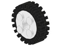 LEGO part Wheel FreeStyle with Technic Pin Hole with Black Tire 24mm D. x 8mm Offset Tread - Interior Ridges (6248 / 3483) 6248c01