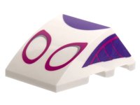 LEGO part Wedge 4 x 3 Triple Curved No Studs with Magenta Eye Outlines, Dark Purple Trim Pattern 64225pb050