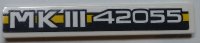 LEGO part Tile 1 x 6 with 'MKIII 42055' on Dark Blue and Yellow Stripe Pattern (Sticker) - Set 42055 6636pb165