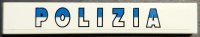 LEGO part Tile 1 x 6 with Blue and White 'POLIZIA' Pattern (Sticker) - Set 8214 6636pb304