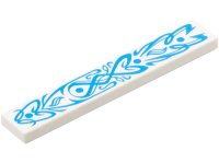 LEGO part Tile 1 x 6 with Dark Azure Flowery Filigree with Dots and Curved Lines Pattern 6636pb362