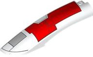 LEGO part Wedge 10 x 2 x 2 Left with SW The Crimson Firehawk Red and Light Bluish Gray Hull Plates with Black Outlines Pattern 77180pb02