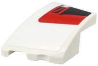 LEGO part Wedge 3 x 2 Left No Studs with Black Corner and Air Vent on Red Background Pattern (Sticker) - Set 76916 80177pb008