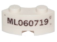 LEGO part Brick, Round Corner 2 x 2 Macaroni with Stud Notch and Reinforced Underside with 'ML060719' Pattern (Sticker) - Set 70419 85080pb03