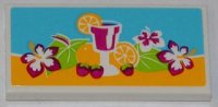 LEGO part Tile 2 x 4 with Drink, Fruits and Flowers Pattern (Sticker) - Set 41008 87079pb0129