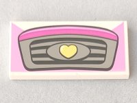 LEGO part Tile 2 x 4 with Car Front Grille with Bright Light Yellow Heart Pattern 87079pb0351