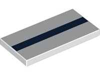 LEGO part Tile 2 x 4 with Dark Blue Stripe Pattern 87079pb0566