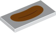 LEGO part Tile 2 x 4 with Closed Mouth with Orange Lips Pattern 87079pb1073