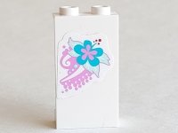 LEGO part Panel 1 x 2 x 3 with Side Supports - Hollow Studs with Bright Pink, Light Aqua, and Medium Azure Flower Pattern (Sticker) - Set 3184 87544pb014