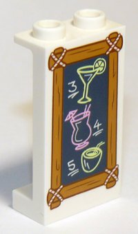 LEGO part Panel 1 x 2 x 3 with Side Supports - Hollow Studs with Chalk Board with Wooden Border and Drinks Menu Pattern 87544pb058