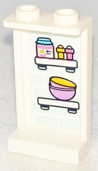 LEGO part Panel 1 x 2 x 3 with Side Supports - Hollow Studs with Jar and Bowls on Shelves Pattern (Sticker) - Set 41347 87544pb070