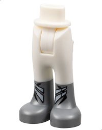 LEGO part Mini Doll Hips and Trousers with Back Pockets with Flat Silver Boots with White Clasps Pattern - Thick Hinge 92253c00pb29