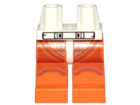 LEGO part Hips and Orange Legs with Black Outlined Belt and Dark Bluish Gray Stripes Pattern 970c04pb10