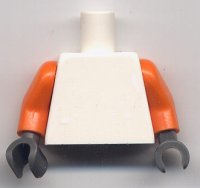 LEGO part Torso Plain / Orange Arms / Dark Bluish Gray Hands 973c005