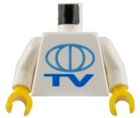LEGO part Torso TV Globe Big Pattern / White Arms / Yellow Hands 973pb0025c01