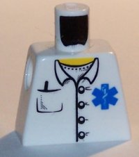 LEGO part Torso Hospital EMT Star of Life, Open Collar, Buttons, Pocket Pen Pattern 973pb0409
