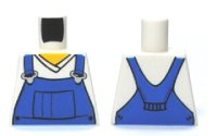 LEGO part Torso V-Neck Shirt with Blue Overalls - Printed Back Pattern 973pb0649