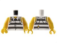 LEGO part Torso Town Prisoner Shirt with Prison Stripes and Torn out Sleeves Pattern / Yellow Arms / Yellow Hands 973pb0987c01