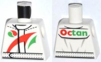 LEGO part Torso Octan Logo Jacket with Red and Green Stripe Pattern 973pb1373