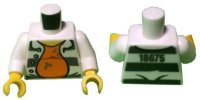 LEGO part Torso Town Prisoner Number 18675, Dark Bluish Gray Stripes, Orange Shirt Pattern / White Arms / Yellow Hands 973pb2163c01