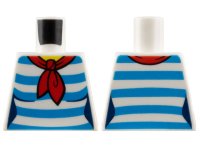LEGO part Torso Female Shirt with Dark Azure Horizontal Stripes, Red Scarf, Yellow Neck Pattern 973pb2734