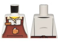 LEGO part Torso Reddish Brown Apron with Cup and Name Tag Pattern 973pb3256