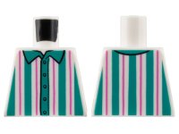 LEGO part Torso Shirt with Dark Turquoise and Dark Pink Vertical Stripes Pattern 973pb3548