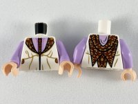 LEGO part Torso Robe with Reddish Brown and Dark Tan Tie and Lapels, Lavender Shirt Pattern / Lavender Arms / Light Nougat Hands 973pb3696c01