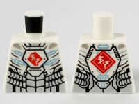 LEGO part Torso Armor with Metallic Light Blue Circuitry, Silver Scales and Ninjago Logogram 'VS' in Red Diamond Pattern 973pb4160