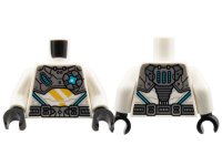 LEGO part Torso Silver Armor and Belt, Medium Azure Light, Bright Light Orange Ninjago Logogram Letter Z Pattern / White Arms / Black Hands 973pb4308c01