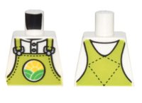 LEGO part Torso Lime Overalls with Bright Green Hills and Yellow Sun over Shirt Pattern 973pb4738