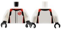 LEGO part Torso Racing Suit with Black and Red Collar, Shoulders, Sides and Haas Formula 1 Logo Stylized Capital Letter H Pattern / White Arms / Black Hands 973pb5967c01