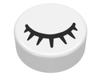 LEGO part Tile, Round 1 x 1 with Black Eye Closed with 7 Eyelashes Pattern 98138pb028