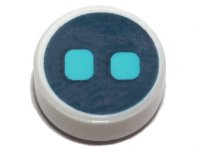 LEGO part Tile, Round 1 x 1 with Medium Azure Eyes on Dark Blue Background Pattern 98138pb108