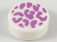LEGO part Tile, Round 1 x 1 with Medium Lavender Splotches Pattern 98138pb124