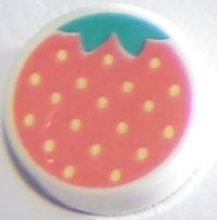 LEGO part Tile, Round 1 x 1 with Coral Strawberry Pattern 98138pb133