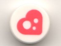 LEGO part Tile, Round 1 x 1 with Coral Heart with White Spots Pattern 98138pb194