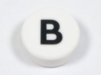 LEGO part Tile, Round 1 x 1 with Black Capital Letter B Pattern 98138pb212