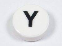 LEGO part Tile, Round 1 x 1 with Black Capital Letter Y Pattern 98138pb234