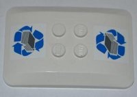 LEGO part Wedge 6 x 4 x 2/3 Quad Curved with Blue Recycling Arrows and Paper Stack Pattern (Stickers) - Set 4206 98281pb001