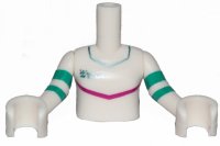 LEGO part Torso Mini Doll Girl Jumpsuit with Magenta Stripe Pattern, White Arms with Hands with Turquoise Stripes FTGpb212c01